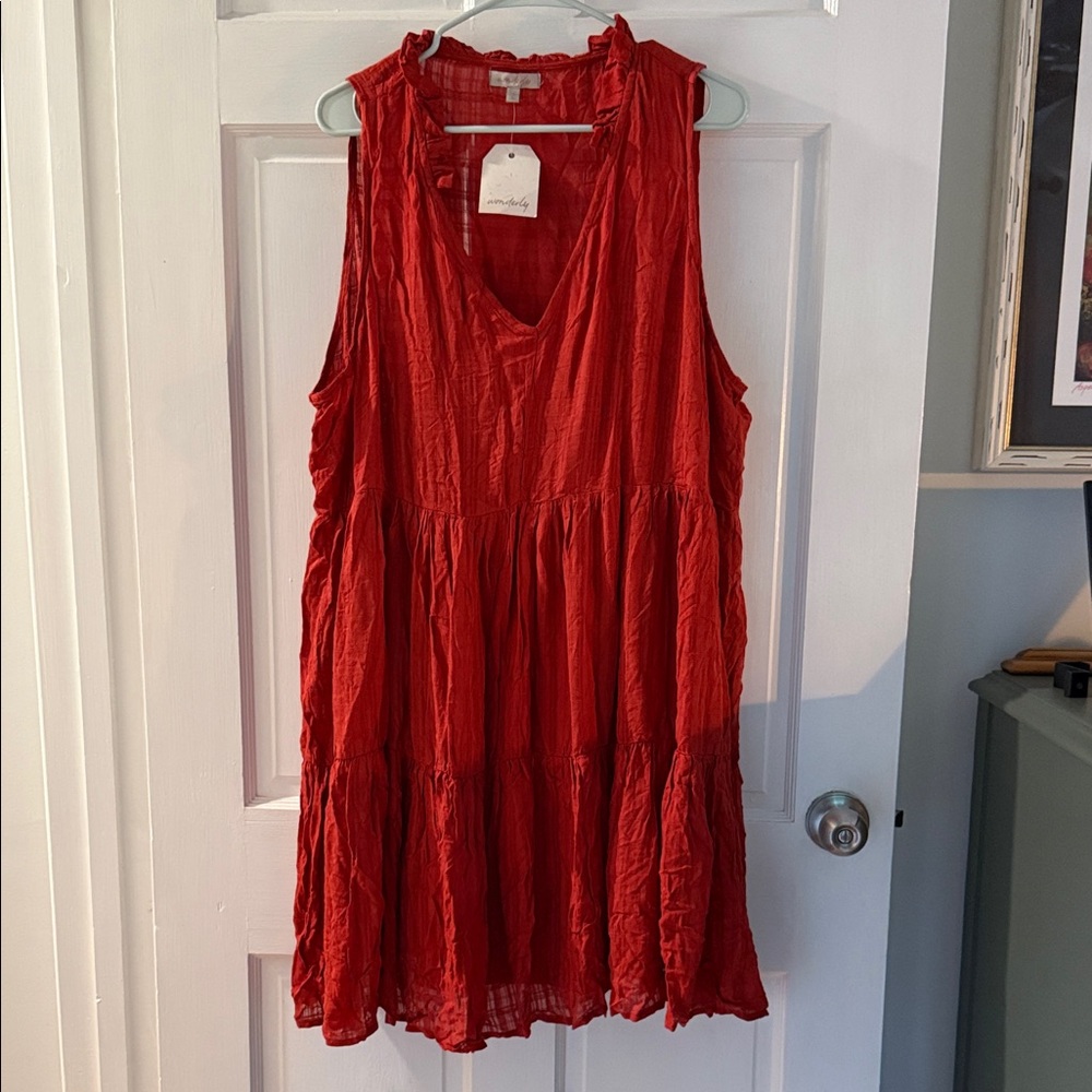 Wondely Sleeveless Red Rust color Mini Dress size 2X new with tags